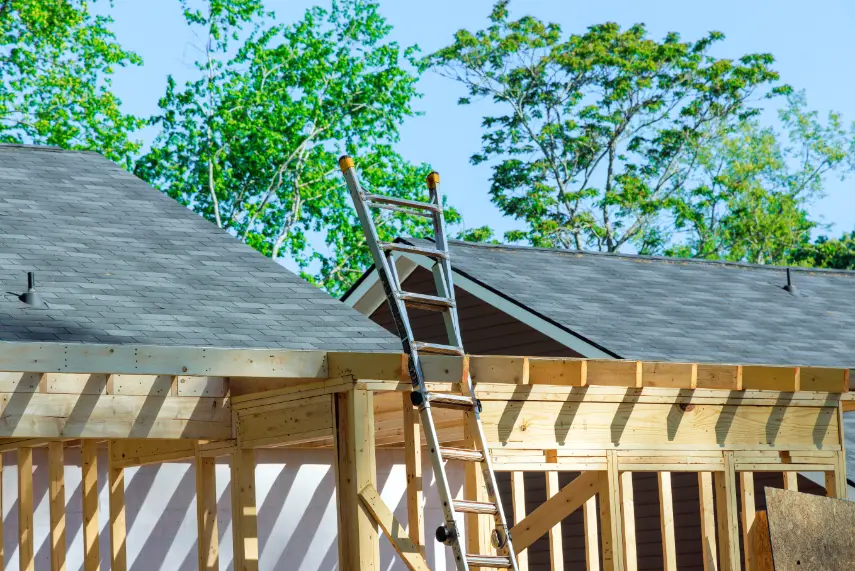 Ladder access on a roof frame