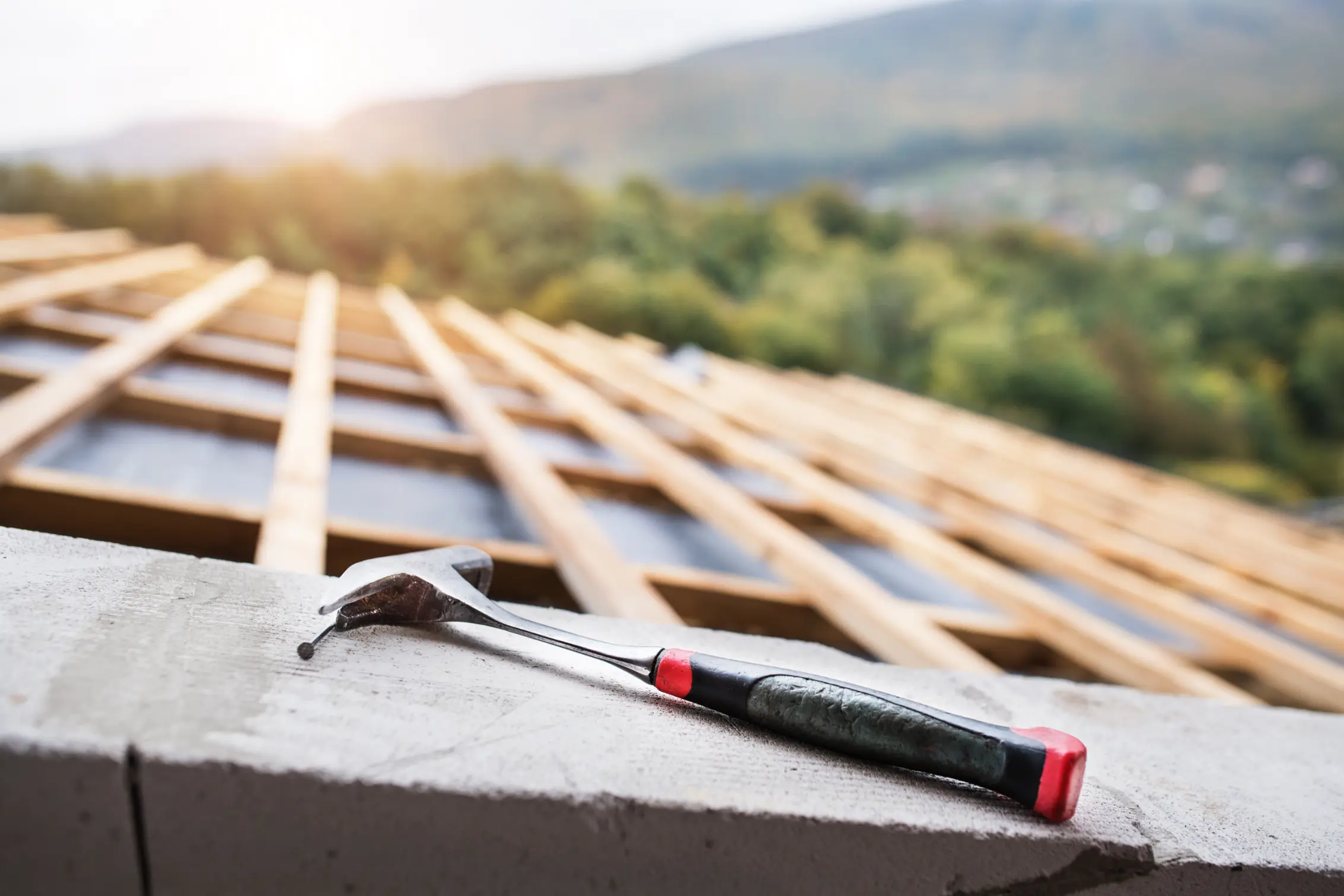 Roofing tools on site